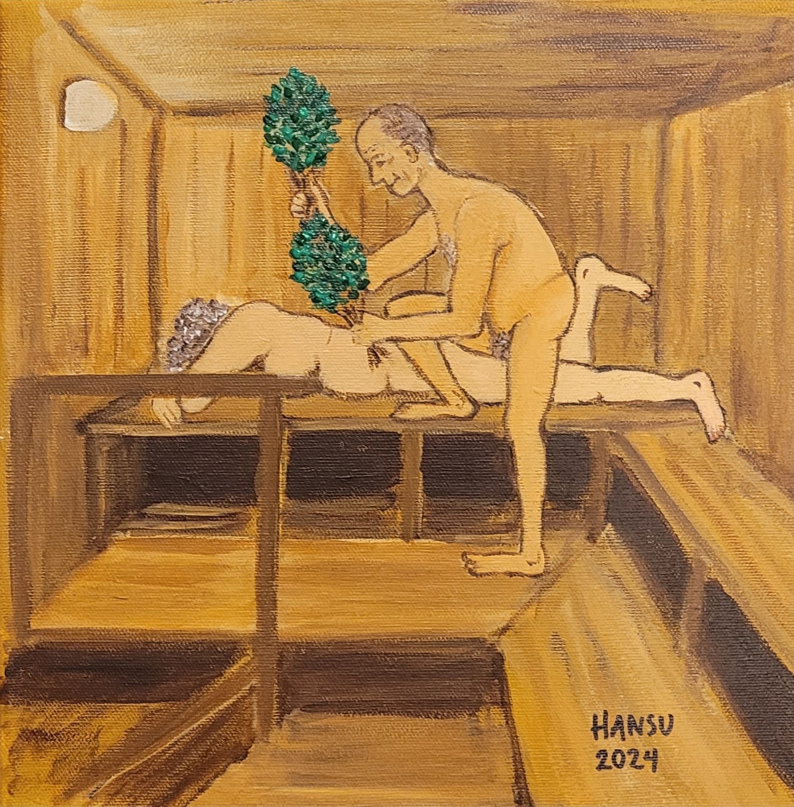 Bastuparet Leena & Ossi Akryl på duk
